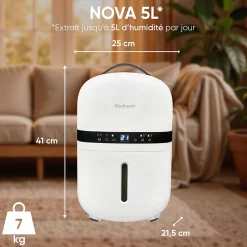 Déshumidificateur d'air BESTHERM - Nova 5L/jour, réservoir amovible, filtre à charbon actif, ioniseur intégré