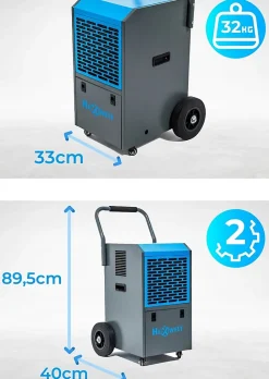 Déshumidificateur d'air industriel Hexwelt 50L/24H réservoir 5.5L absorbeur d'humidité 1 pièce.