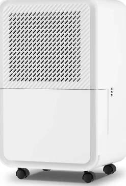 Déshumidificateur d'air 15L/Jour, Réservoir d'Eau 2,4L,avec 2 Vitesses, 4 Roulettes,pour Salon, Bureau, Salle de Bain