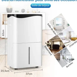 Déshumidificateur 50L Jour pour Pièces 60 avec 4 Modes 2 Vitesses De Ventilateur écran Tactile Contrôle Wifi Minuterie 24H