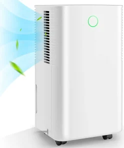 Déshumidificateur électrique 15L/Jour, 3 Modes, Minuterie 24H, 2 Vitesses du Vent, Réservoir d'Eau 2L, Blanc