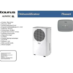 Déshumidificateur 12l/j 25m² Taurus DH1201