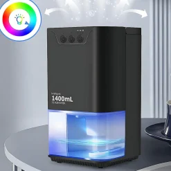 Déshumidificateur NETTLIFE 1400 ml avec minuterie et d'ambiance (noir)