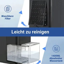 Déshumidificateur NETTLIFE 1400 ml avec minuterie et d'ambiance (noir)