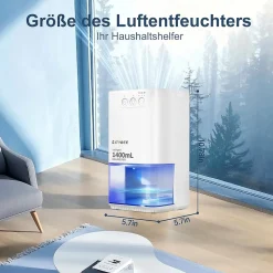 Déshumidificateur NETTLIFE 1400 ml avec minuterie et d'ambiance (blanc)
