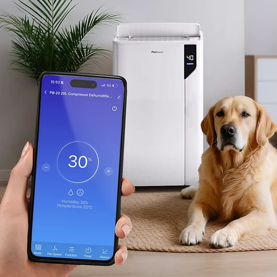 Déshumidificateur Pro Breeze 20L Premium avec mode linge à un clic et contrôle via application intelligente