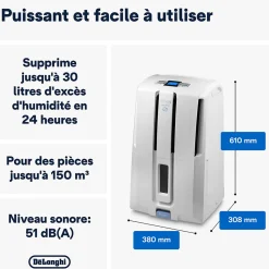 Déshumidificateur Delonghi DD233P 30L/J 60m²