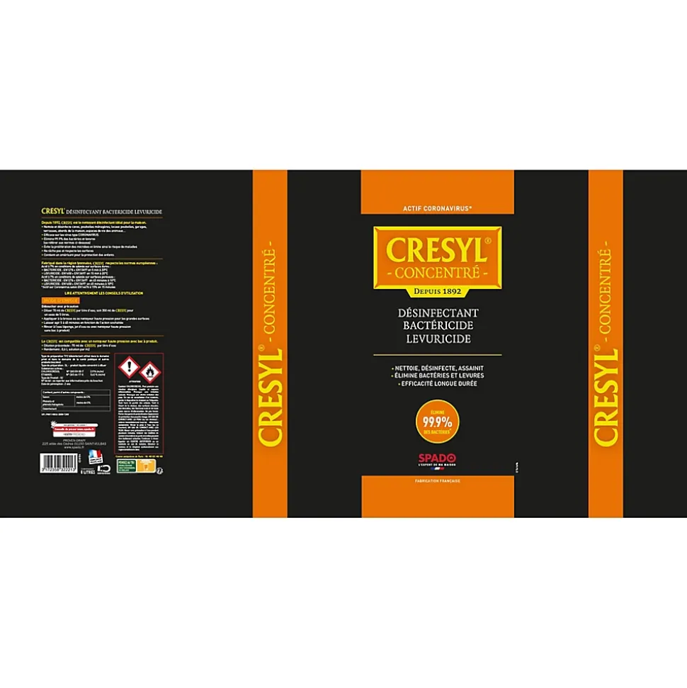 Désinfectant bactéricide fongicide 5L, Crésyl Spado