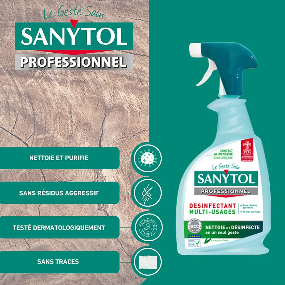 Désinfectant multi-usages eucalyptus Sanytol 0,75L