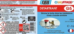 Détartrant des installations sanitaires d'eau chaude Geb, bidon 1 litre