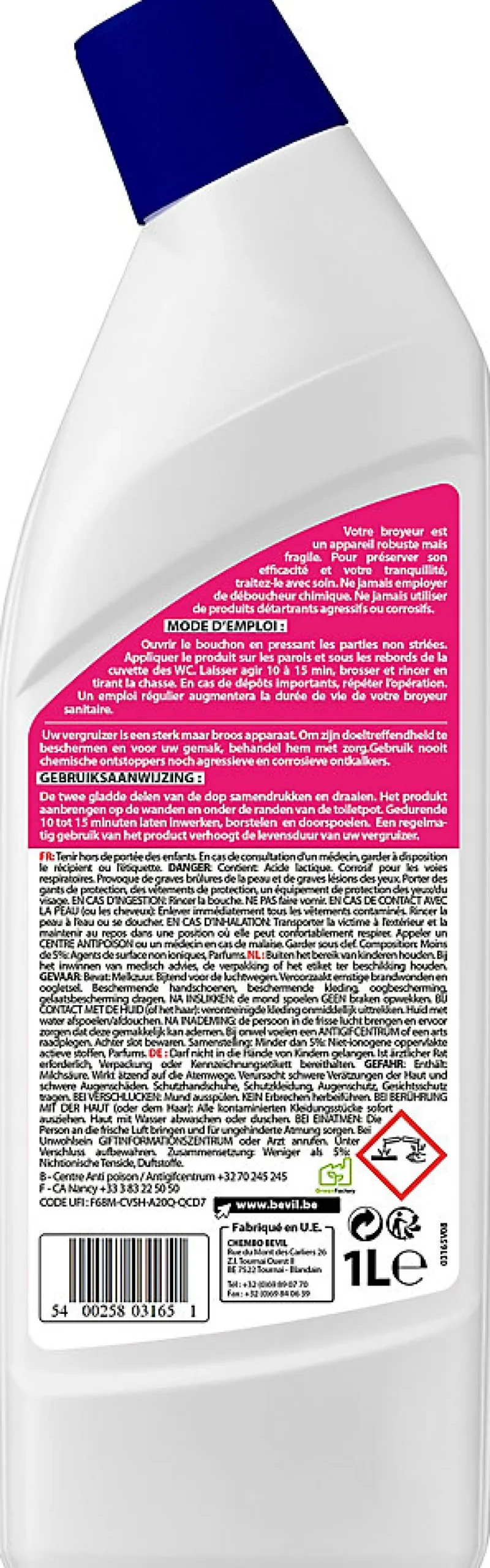 Détartrant sanitaire pour broyeur 1l