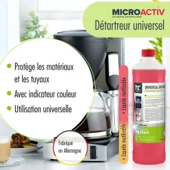 Détartrant Universel Microactiv Avec Indicateur De Couleur Pour Machines À Café Entièrement Automatiques En Bidon De 4 x 5 L