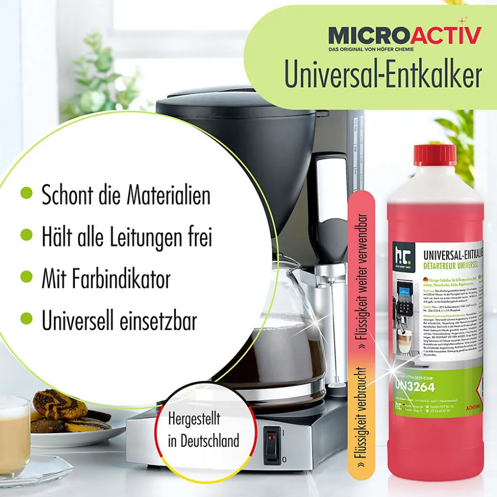 Détartrant Universel Microactiv Avec Indicateur De Couleur Pour Machines À Café Entièrement Automatiques En Bidon De 96 x 5 L