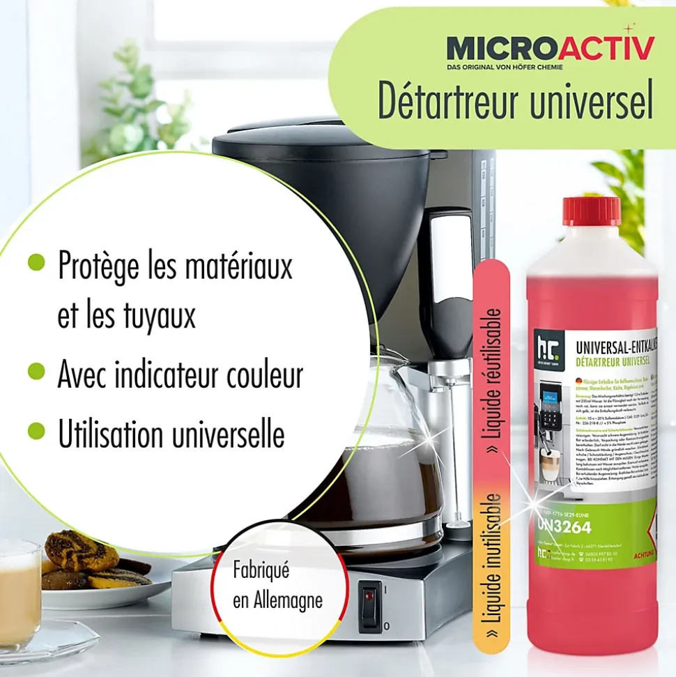 Détartrant Universel Microactiv Avec Indicateur De Couleur Pour Machines À Café Entièrement Automatiques En Bidon De 1 x 5 L