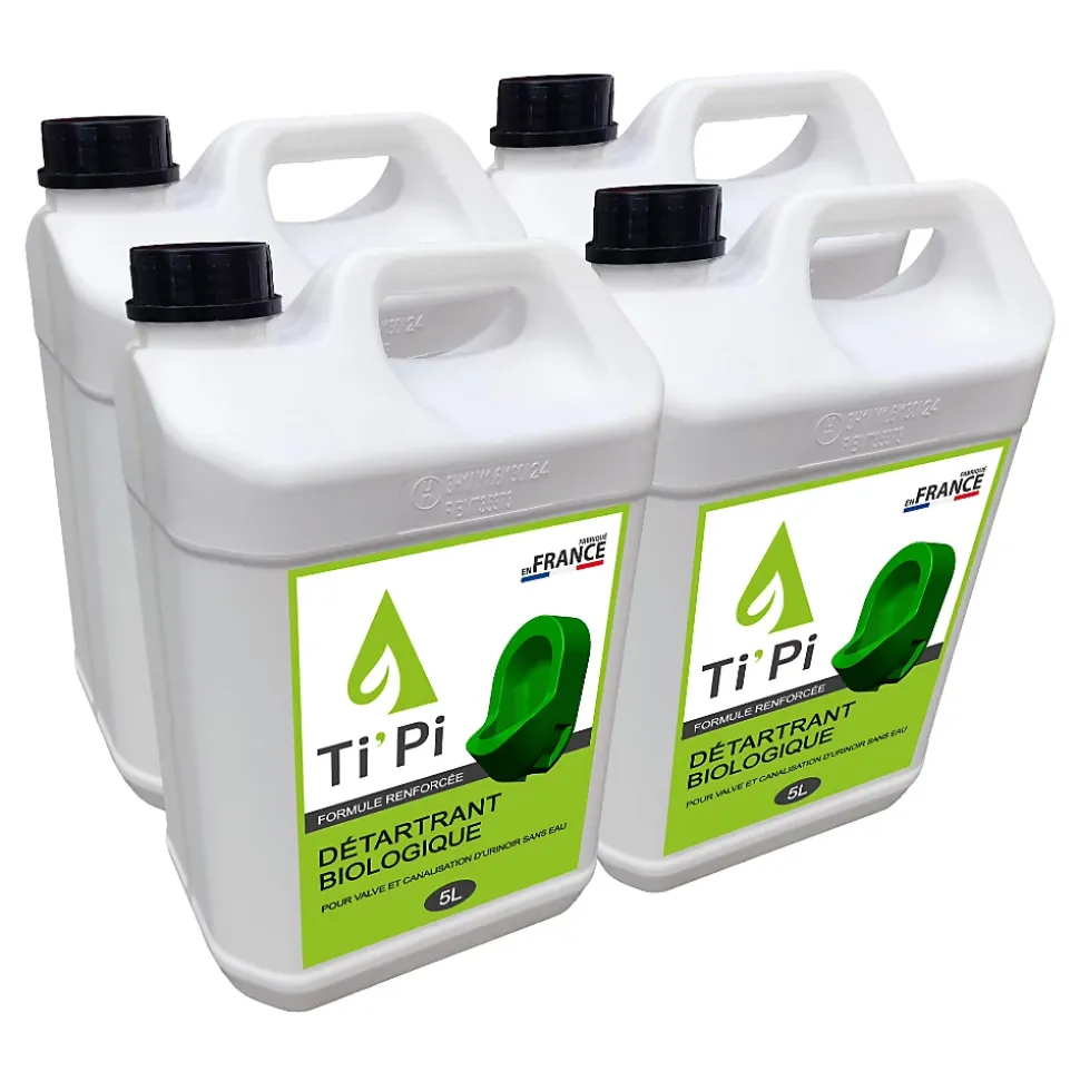 Détratrant biologique pour valve et canalisations Ti'Pi - Formule renforcée - Urinoir - 4x5L