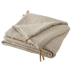 Edredon bout de lit Soline L'effet Papillon 90x200 lin lavé Sable