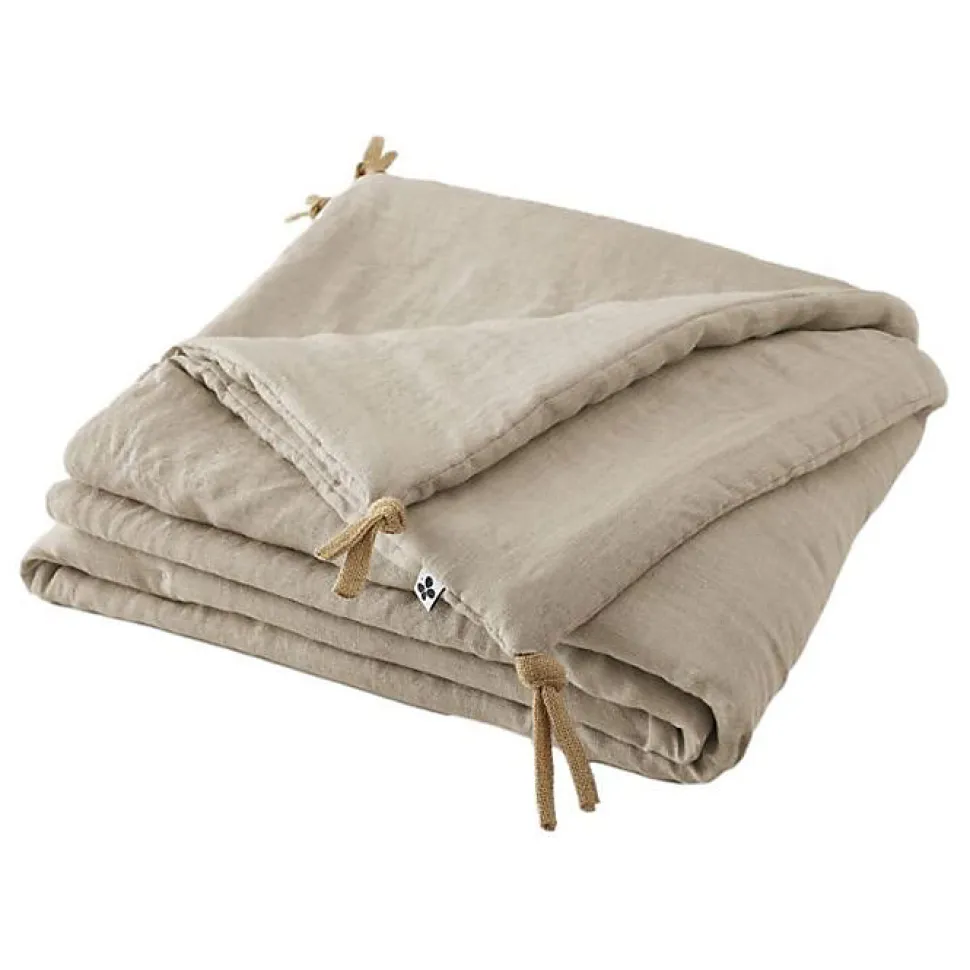 Edredon bout de lit Soline L'effet Papillon 90x200 lin lavé Sable