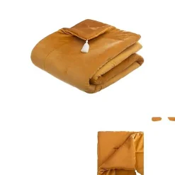 Edredon en velours Atmosphéra Sonia 80 x 180 cm ocre