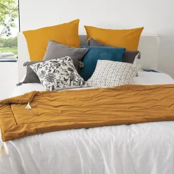 Edredon en velours Atmosphéra Sonia 80 x 180 cm ocre
