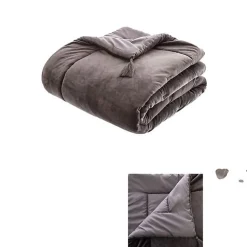 Edredon en Velours "Sonia" 80 x 180 cm Atmosphéra - Gris