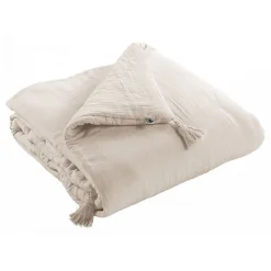 Edredon Gaïa L'EFFET PAPILLON double gaze coton taupe 90 x 200 cm