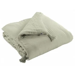 Edredon ou Bout de lit "Gaïa" toutes dimensions "Gaze de Coton" - Gaïa Vert d'Eau - 150 x 150 cm