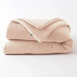 Edredon ou Bout de lit "Gaïa" toutes dimensions "Gaze de Coton" l'Effet Papillon - Gaia Guimauve - 180 x 240 cm