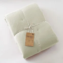 Edredon ou Bout de lit "Gaïa" toutes dimensions "Gaze de Coton" l'Effet Papillon - Gaia Vert d'Eau - 180 x 240 cm