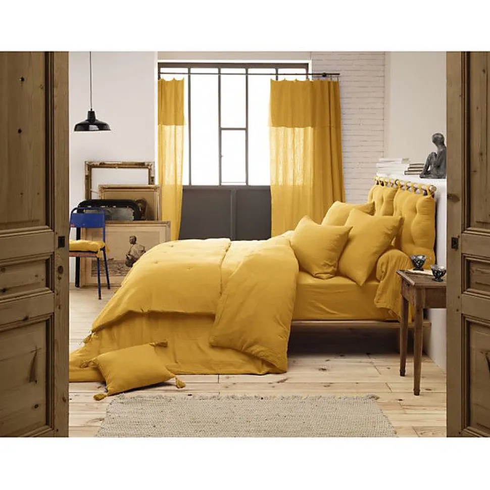 Edredon ou Bout de lit "Gaïa" toutes dimensions "Gaze de Coton" - Gaïa Safran - 150 x 150 cm