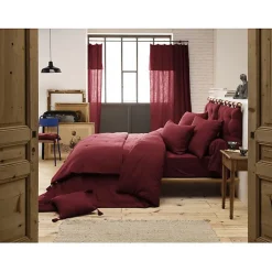 Edredon ou Bout de lit "Gaïa" toutes dimensions "Gaze de Coton" - Gaïa Lie de Vin - 150 x 150 cm