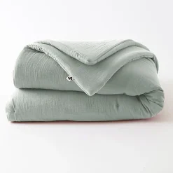 Edredon ou Bout de lit "Gaïa" toutes dimensions "Gaze de Coton" l'Effet Papillon - Gaia Eucalyptus - 180 x 240 cm