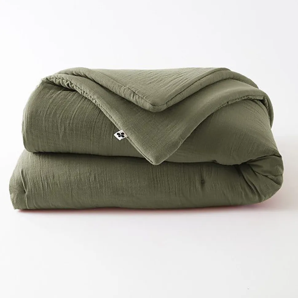 Edredon ou Bout de lit "Gaïa" toutes dimensions "Gaze de Coton" l'Effet Papillon - Gaia Romarin - 180 x 240 cm