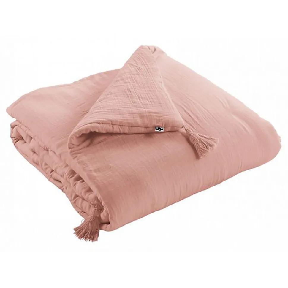 Edredon ou Bout de lit "Gaïa" toutes dimensions "Gaze de Coton" - Gaïa Rose Pêche - 90 x 200 cm