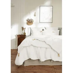 Edredon ou Bout de lit matelassé 90 x 200 cm "Soline" Lin lavé - Soline Craie