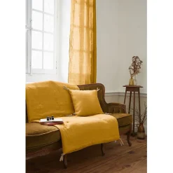 Edredon ou Bout de lit matelassé 90 x 200 cm "Soline" Lin lavé - Soline Miel