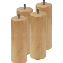 ELEA - Jeu de 4 pieds 20 cm naturel pour sommier tapissier