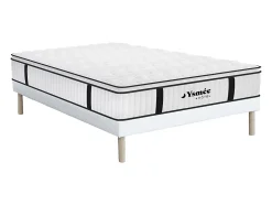 Ensemble 140 x 190 cm sommier + matelas anti-feu ressorts ensachés et surmatelas intégré ép.28 cm - DELICE de YSMÉE HÔTEL