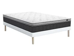Ensemble 140 x 190 cm sommier + matelas hybride ressorts ensachés et surmatelas intégré ép.30cm - GAMIANI de YSMÉE