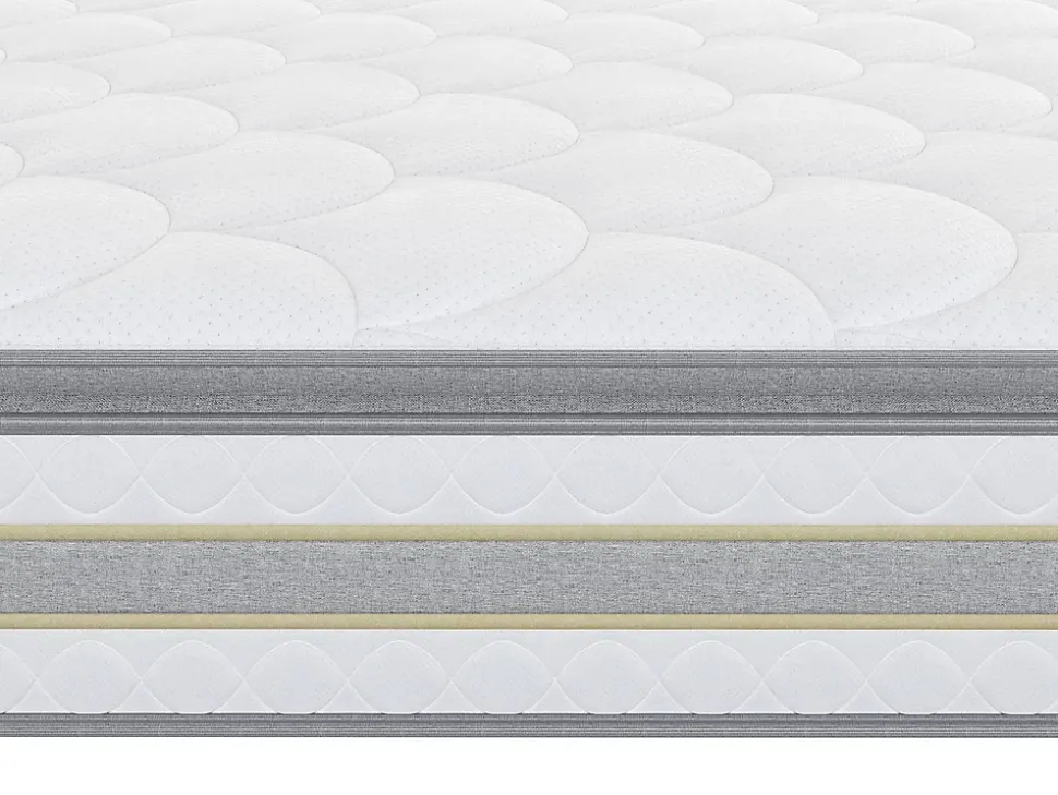 Ensemble 140 x 190 cm sommier coffre blanc + matelas ressorts ensachés et surmatelas intégré ép.29cm - CANTERBURY de YSMÉE