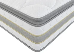 Ensemble 140 x 190 cm sommier coffre blanc + matelas ressorts ensachés et surmatelas intégré ép.29cm - CANTERBURY de YSMÉE