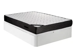 Ensemble 160 x 200 cm sommier coffre blanc + matelas ressorts ensachés 7 zones et mémoire de forme ép.24cm - MERISI de YSMÉE