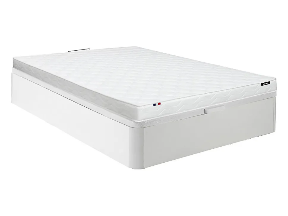 Ensemble 140 x 190 cm sommier coffre blanc + matelas mousse ép.15cm - ZEUS de YSMÉE