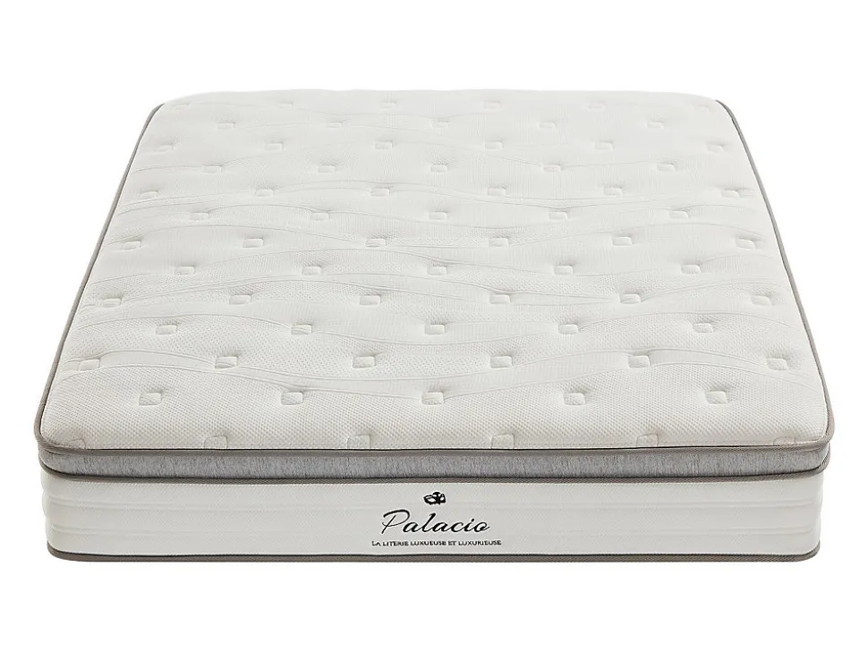 Ensemble 140 x 190 cm sommier coffre blanc + matelas ressorts ensachés 7 zones accueil TPE ép.28cm - ONEBIA de PALACIO