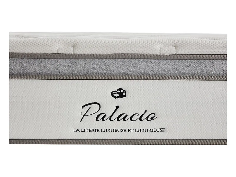 Ensemble 140 x 190 cm sommier coffre blanc + matelas ressorts ensachés 7 zones accueil TPE ép.28cm - ONEBIA de PALACIO