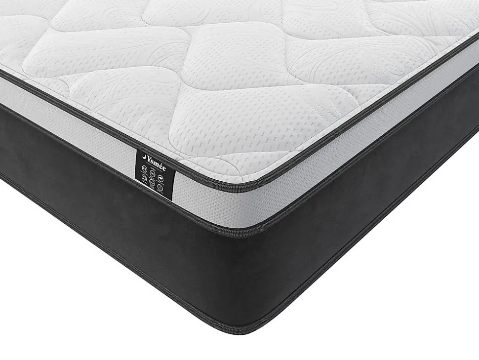 Ensemble 160 x 200 cm sommier coffre blanc + matelas hybride ressorts ensachés et mémoire de forme ép.25cm - ASTRIA Art Collection