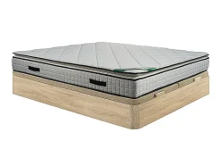 Ensemble 180 x 200 cm sommier coffre naturel clair + matelas mousse et coutil bambou ép.23cm - ADANA de NATUREA