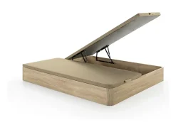 Ensemble 180 x 200 cm sommier coffre naturel clair + matelas ressorts ensachés 7 zones et accueil gel à mémoire de forme ép.23cm -