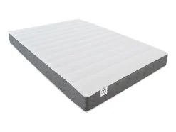 Ensemble 160 x 200 cm sommier coffre avec tiroir naturel clair + matelas mousse HD mémoire de forme et tissu 3D respirant ép.18cm