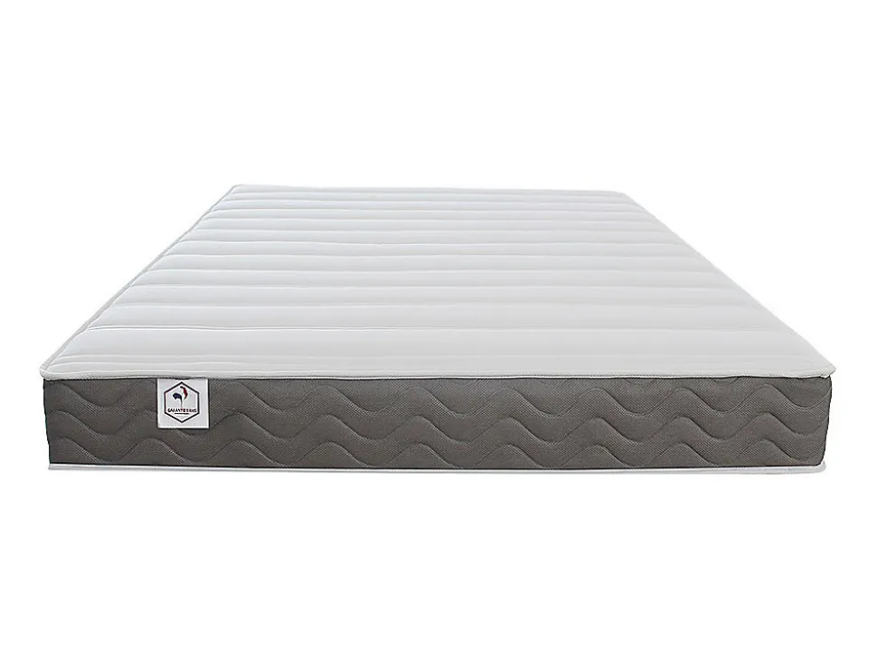 Ensemble 160 x 200 cm sommier coffre avec tiroir naturel clair + matelas mousse HD mémoire de forme et tissu 3D respirant ép.18cm