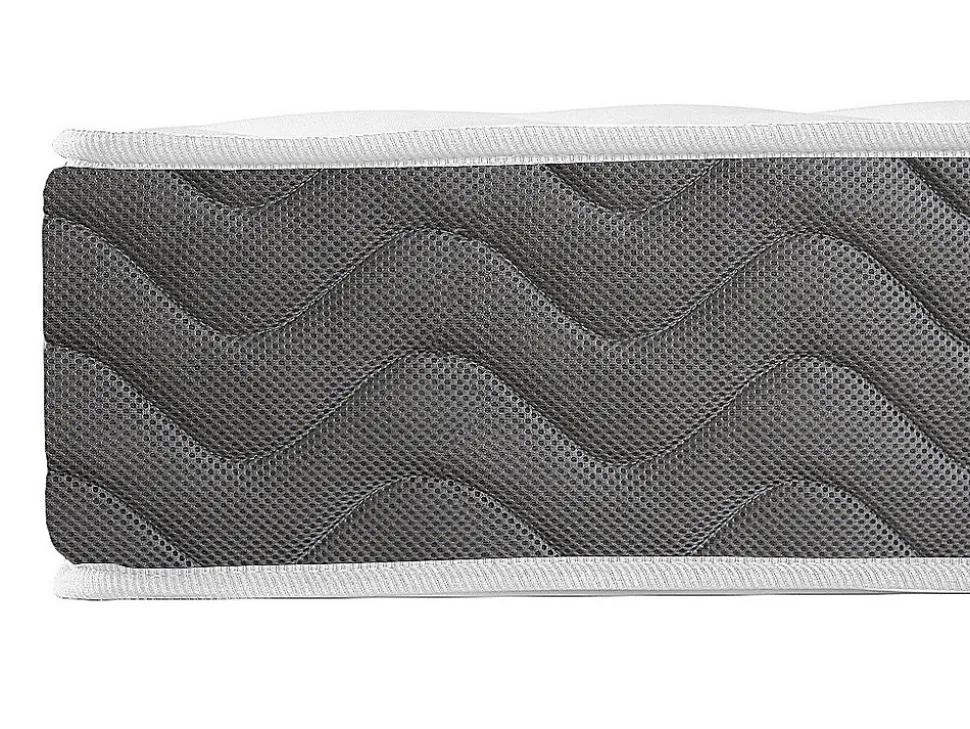 Ensemble 160 x 200 cm sommier coffre avec tiroir naturel clair + matelas mousse HD mémoire de forme et tissu 3D respirant ép.18cm